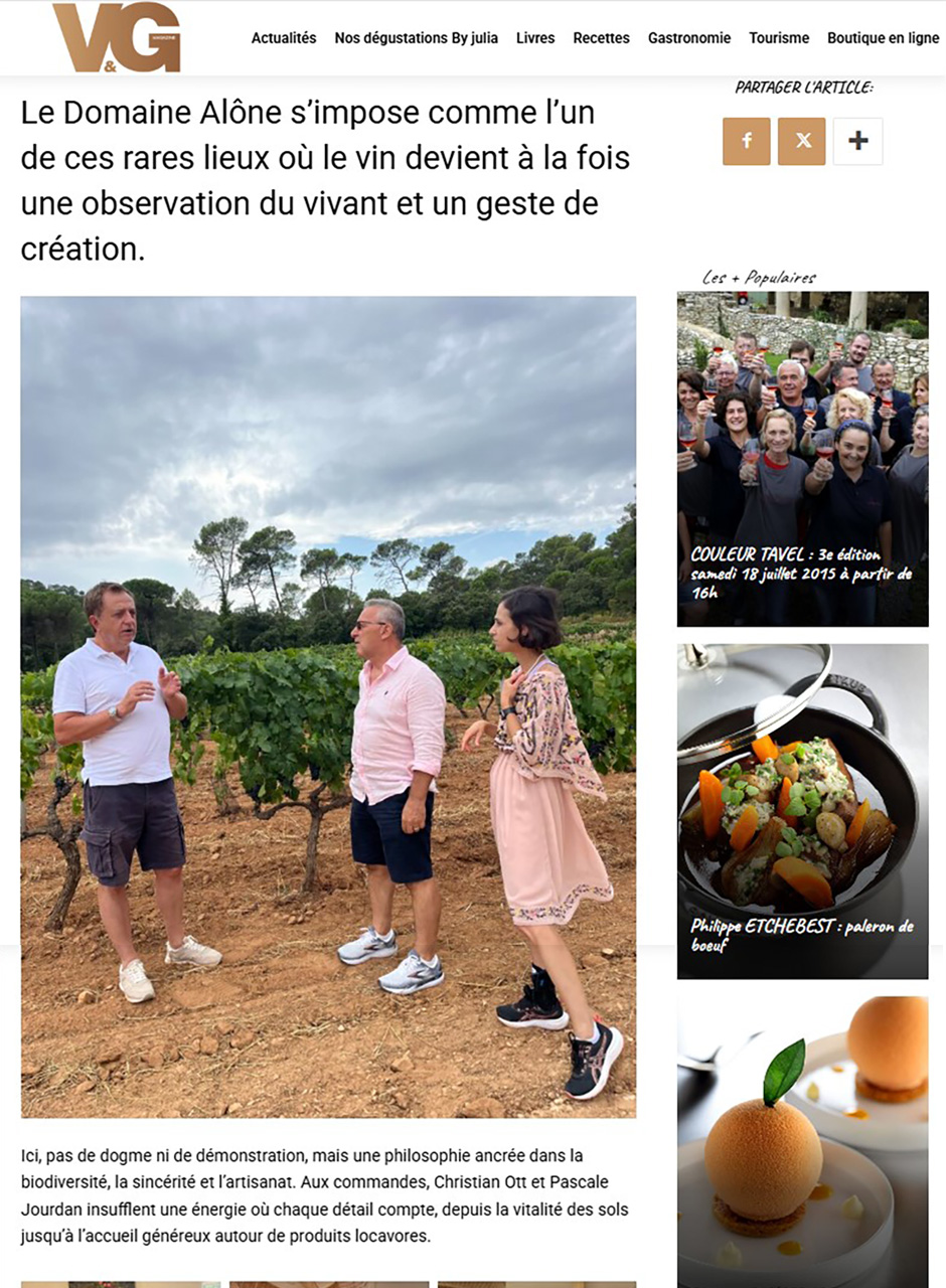 Article paru sur le site https://www.vinsetgastronomie.com/domaine-alone-vins-dintention-et-dobservation/